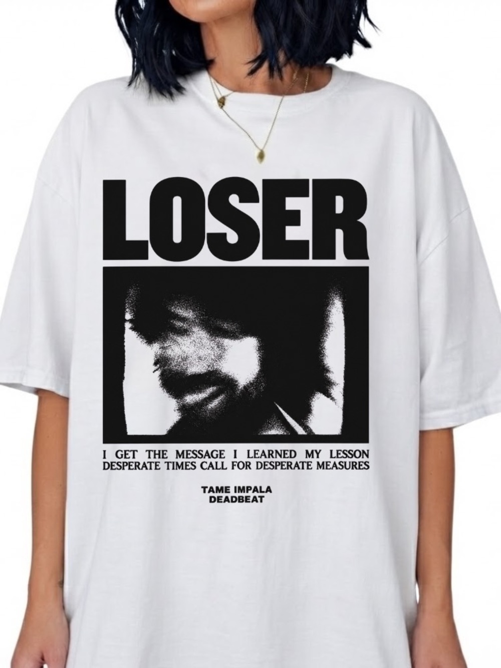 Loser Tame Impala Deadbeat Music Band Indie Rock Vintage White T-Shirt
